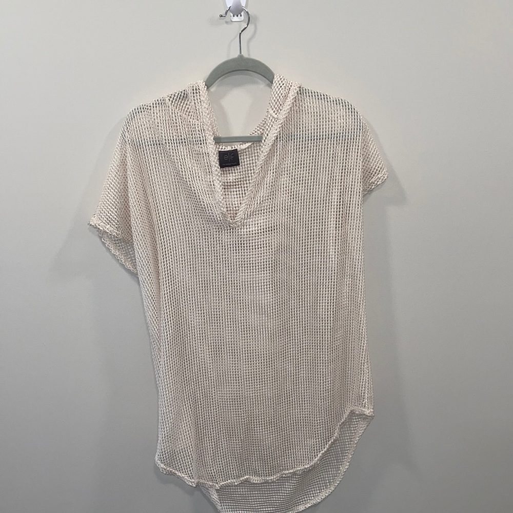 Elif Cream Net Beach Cover Up